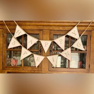 HAPPY SPRING fabric banner.